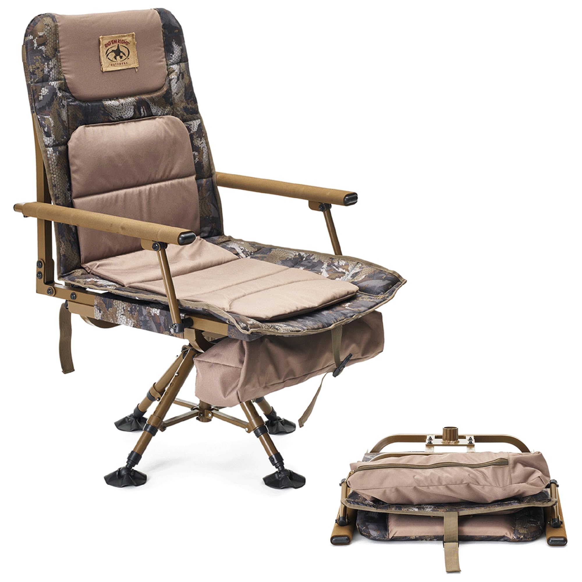 Rig'Em Right Waterfowl Hyde 360 Hunting Chair with Backpack Straps, Gore Optifade Timber