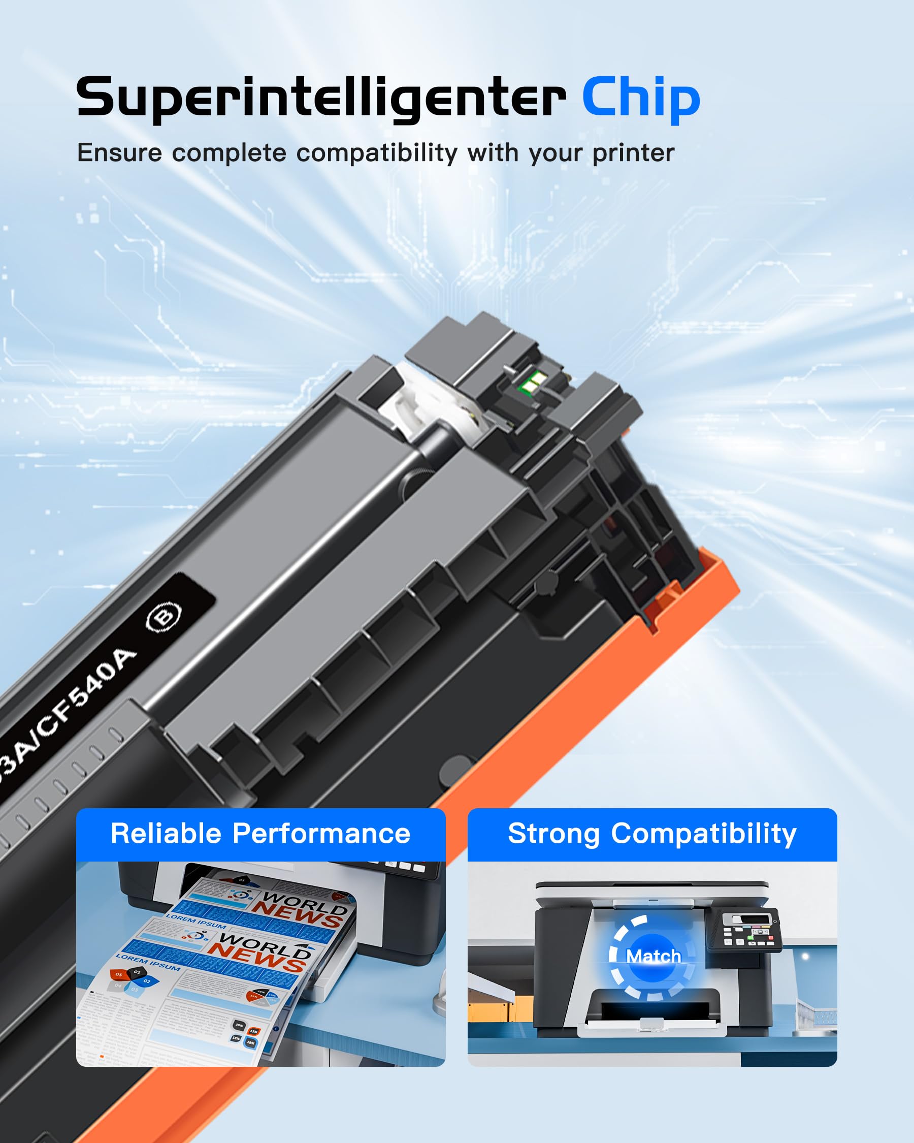 1 Cartouche De Toner Cyan Compatible Hp 203A Cf541A Pour M281Fdw Color