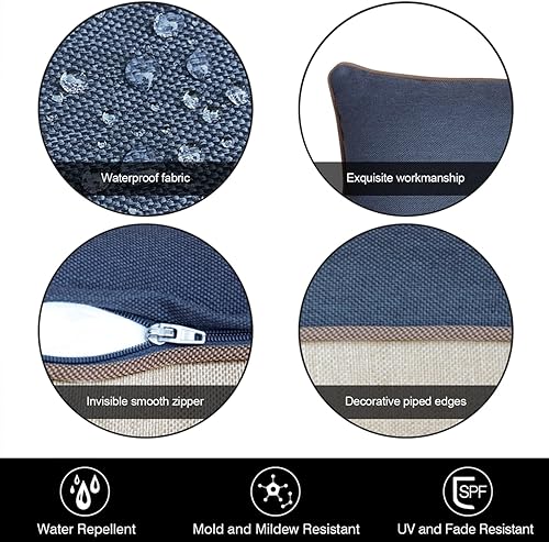 Miniatura 4 de Juego de 2 almohadas lumbares rectangulares para exteriores, 10 x 18 pulgadas, impermeables, para patio, almohadas decorativas para la cintura para