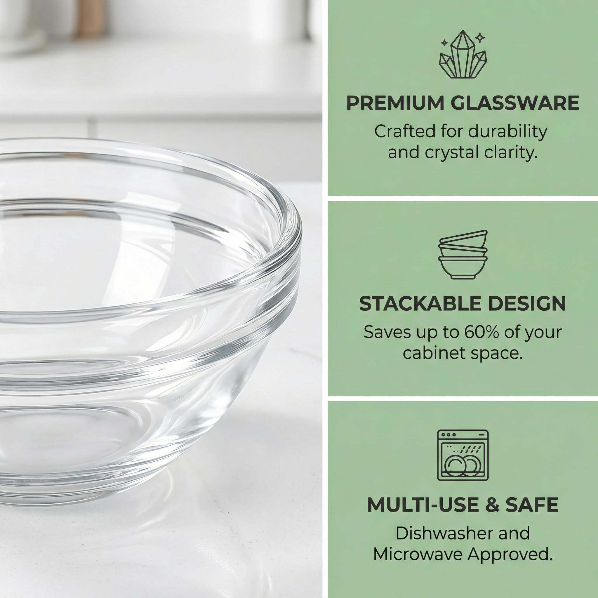 Set da 24 Ciotole Piccole di Vetro Trasparente, 6.2x2.8cm, Ciotole per Salse e Condimenti, Mini Ciotole per Marmellata e Olio, Aceto, Spezie per Casa e Ristorante, Eleganti e Resistenti