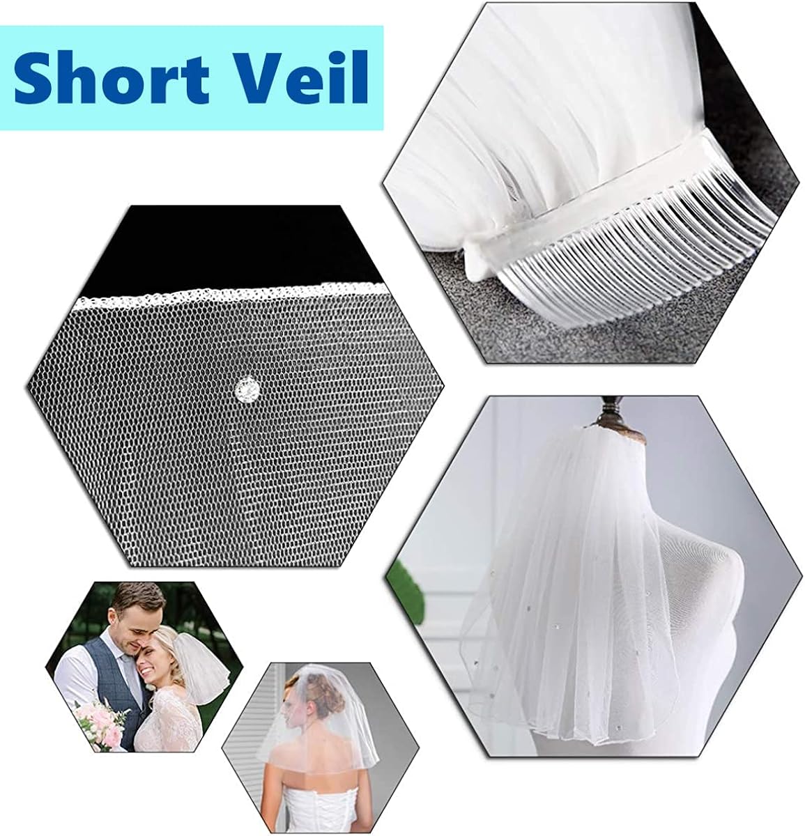 Miniatura 6 de Traumhk Velo de niña de flores velos cortos de despedida de soltera con peine de diamantes de imitación accesorios para el cabello de boda para