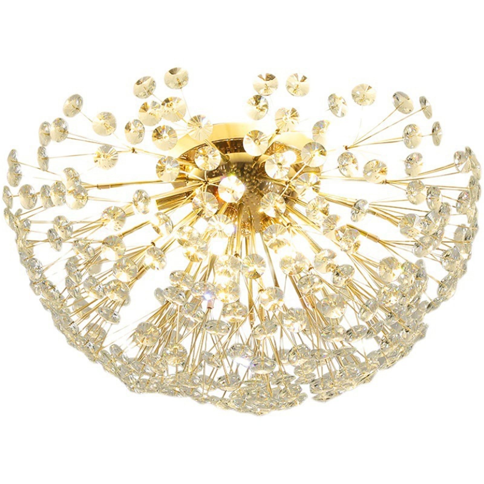 Plafonnier cristal 8 lumières grand diamètre pour illuminer une cuisine sombre