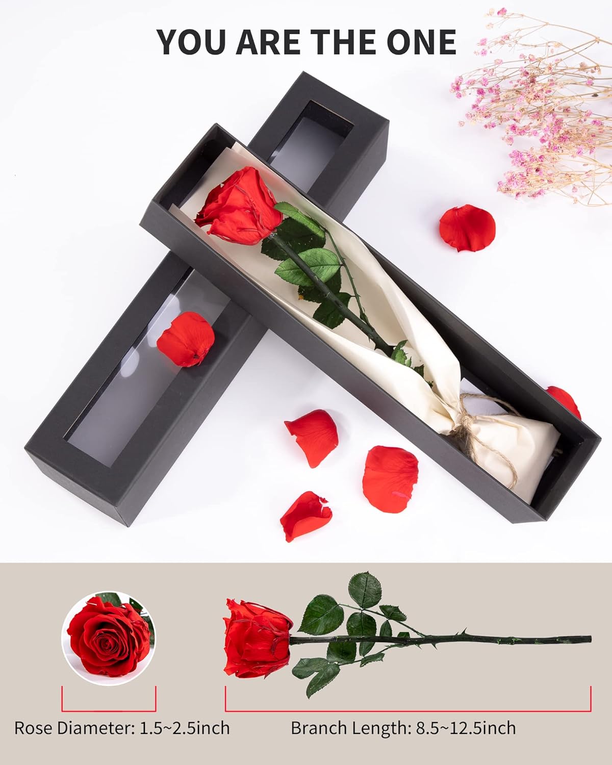 Flowers for Delivery Prime, Preserved Roses Flower Gifts for Women, Single Red & Blue Roses