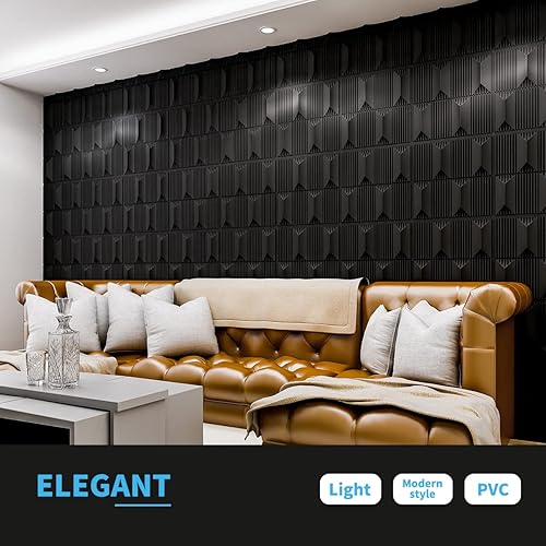 Miniatura 5 de Art3dwallpanels Panel de pared 3D de PVC para decoración de pared interior en negro paneles de pared 3D de PVC paneles de pared texturizados 3D