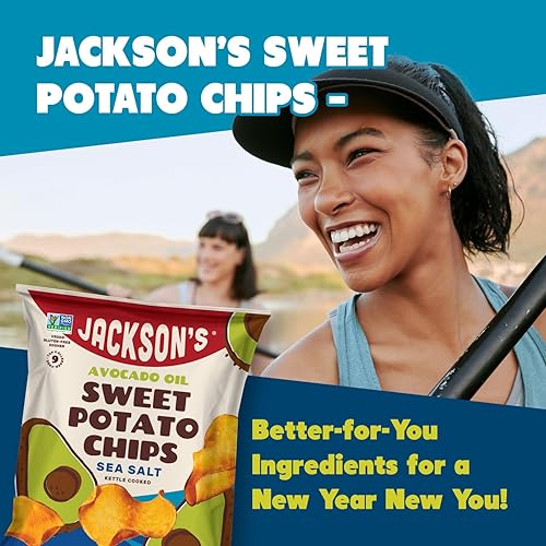 Miniatura 3 de Jackson's - Papas fritas de camote Kettle, con sal marina, hechas con aceite de aguacate prémium, (5 oz, paq de 12), aptas para alérgicos, paleo,