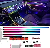 Dreamcolor Acrylic Interior Car LED Strip Light with APP, 18-in-1 128 Colorful 6 pieces Fiber Optic Car Decoration Atmosphere Light Kits, Dual Zone Music Sync Rhythm RGB Neon Lighting for All Cars - 1