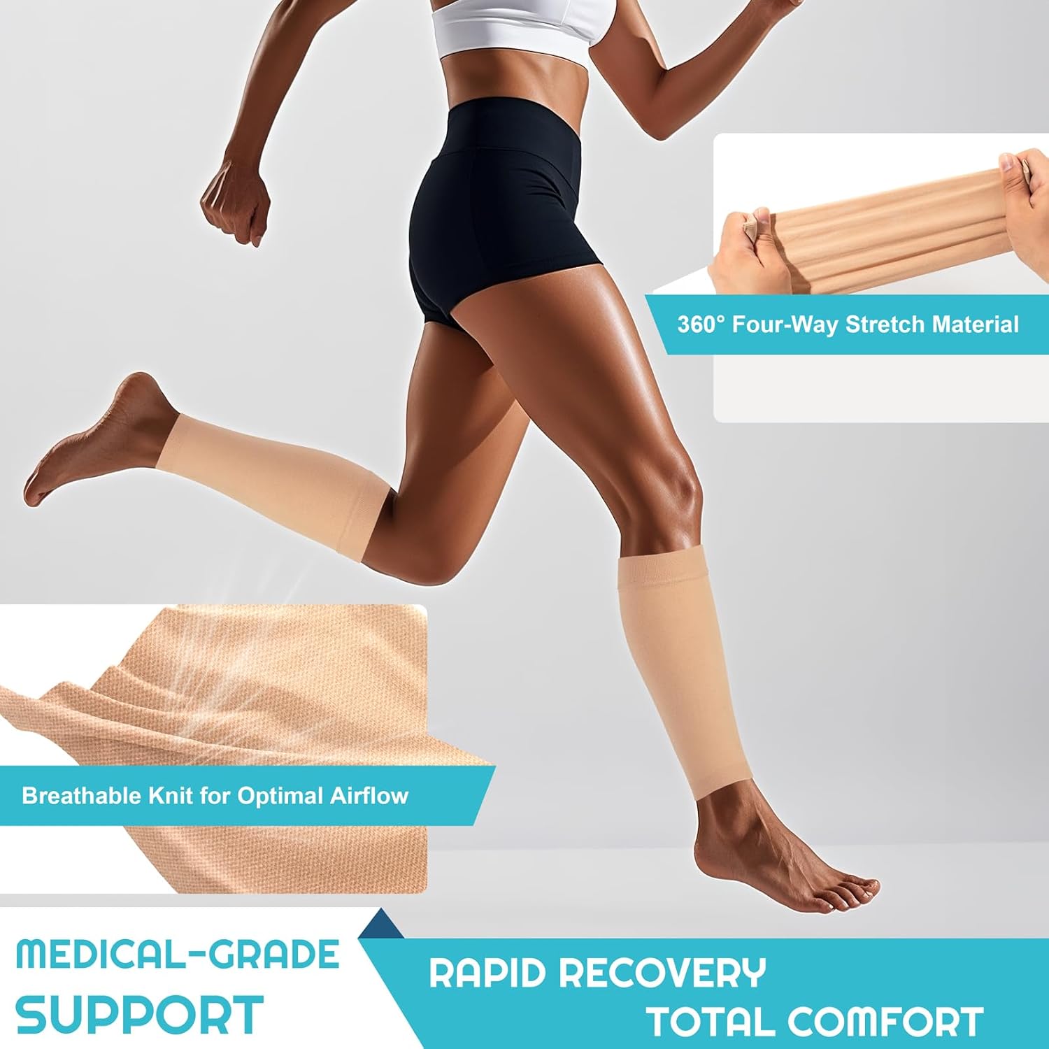 2 Pairs Calf Compression Sleeves Men&Women 20-30mmHg Medical Shin Splint for Leg Surpport Relief Pain Varicose Veins - Image 3