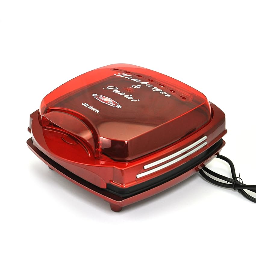 Immagine del prodotto Ariete 185 Hamburger Maker, Macchina per fare hamburger, 1200 W, Piastre antiaderenti, Spia pronto, Rosso