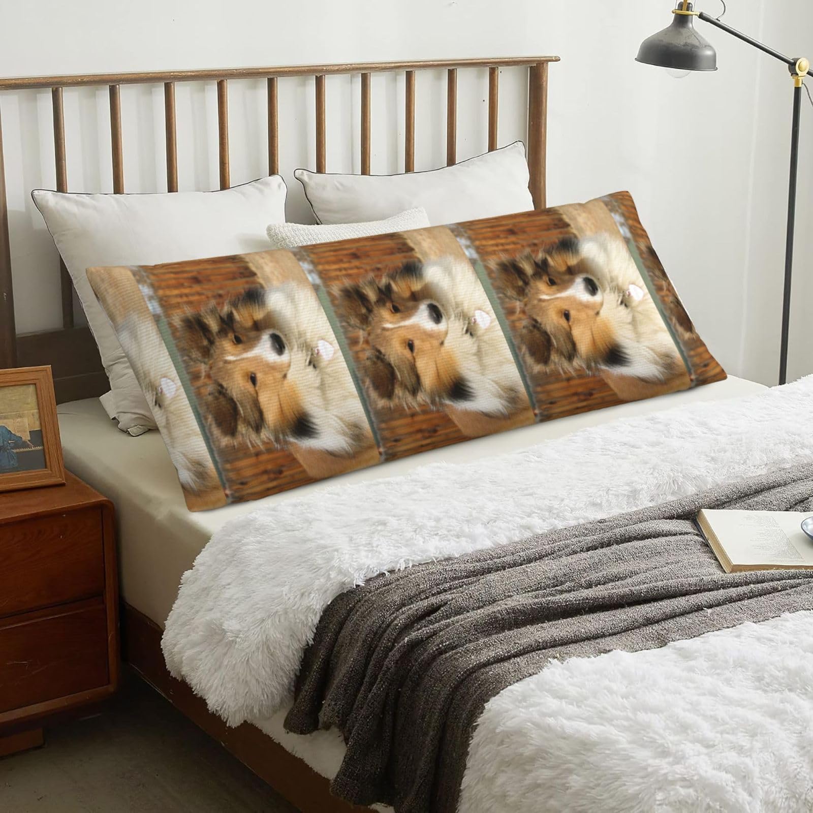 Lovely Sheltie Dog, Body Pillow Cover with Zipper,Long Body Pillowcase 20 x 60 in
