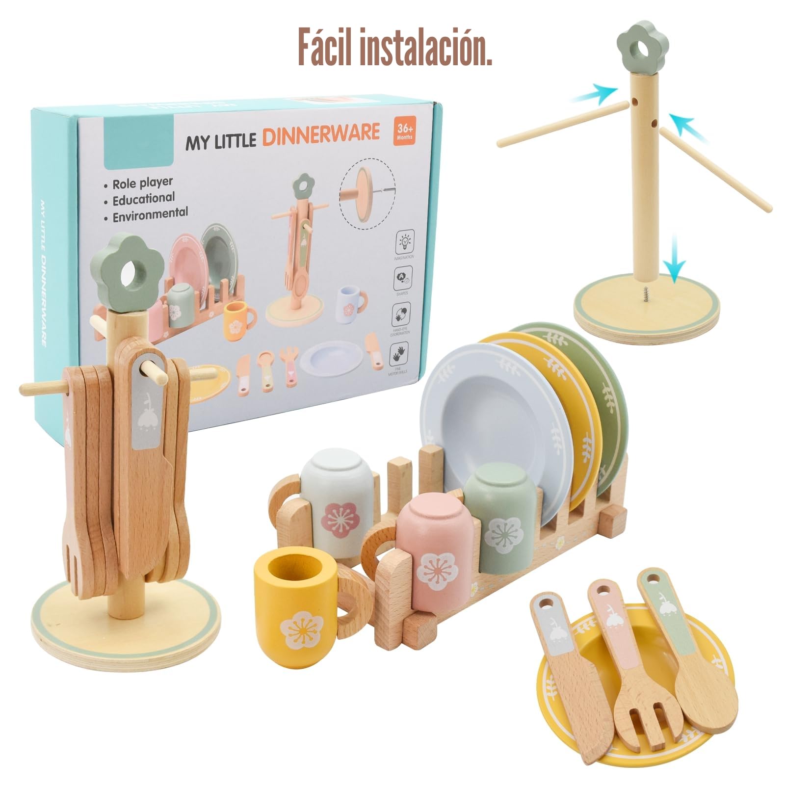Juguetes de Cocina de Madera, Aolkee Accesorios Cocina Juguetes,Juguetes , Accesorios cocinita infantilde de Madera, Juego de rol para niños Edad 3 + años