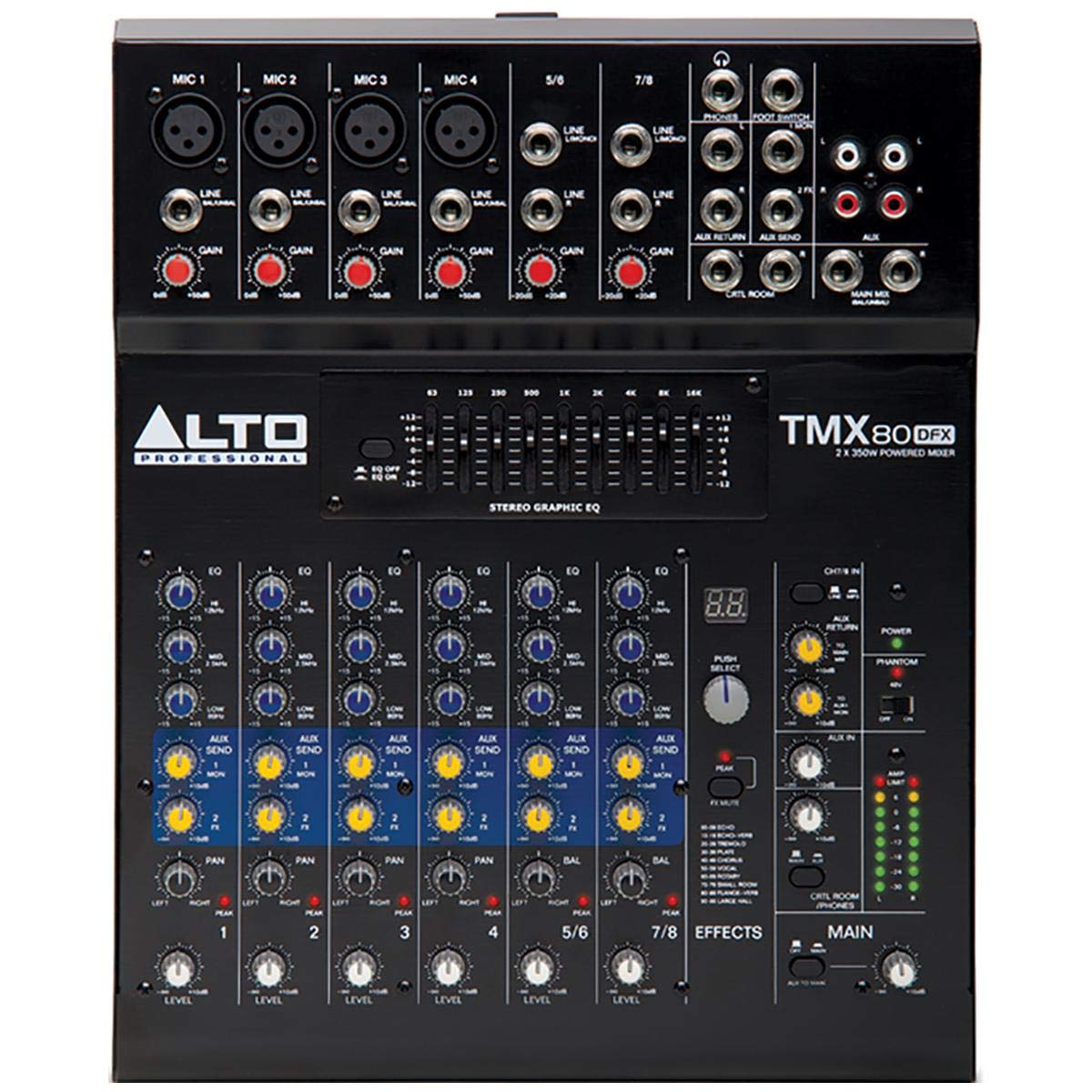 Alto Professional 8-Channel Powered Mixer With Effects - TMX-80DFX