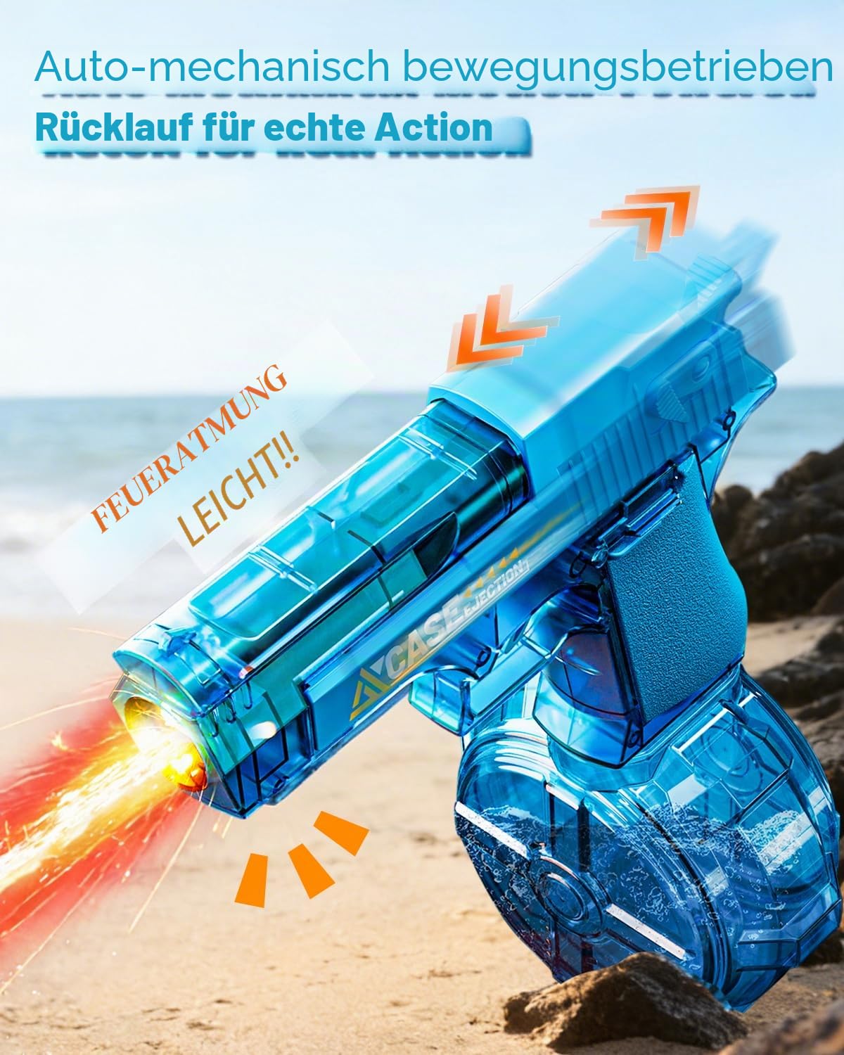 Wasserpistole Elektrisch 2 PCS, Wiederaufladbare Wasserpistolen mit Cooler LED-Flamme, 8-10 M Reichweite, Wasserspielzeug für Kinder ab 3 Jahren, Pool-Partys, Geburtstage, Ostern, Kindertagsgeschenke