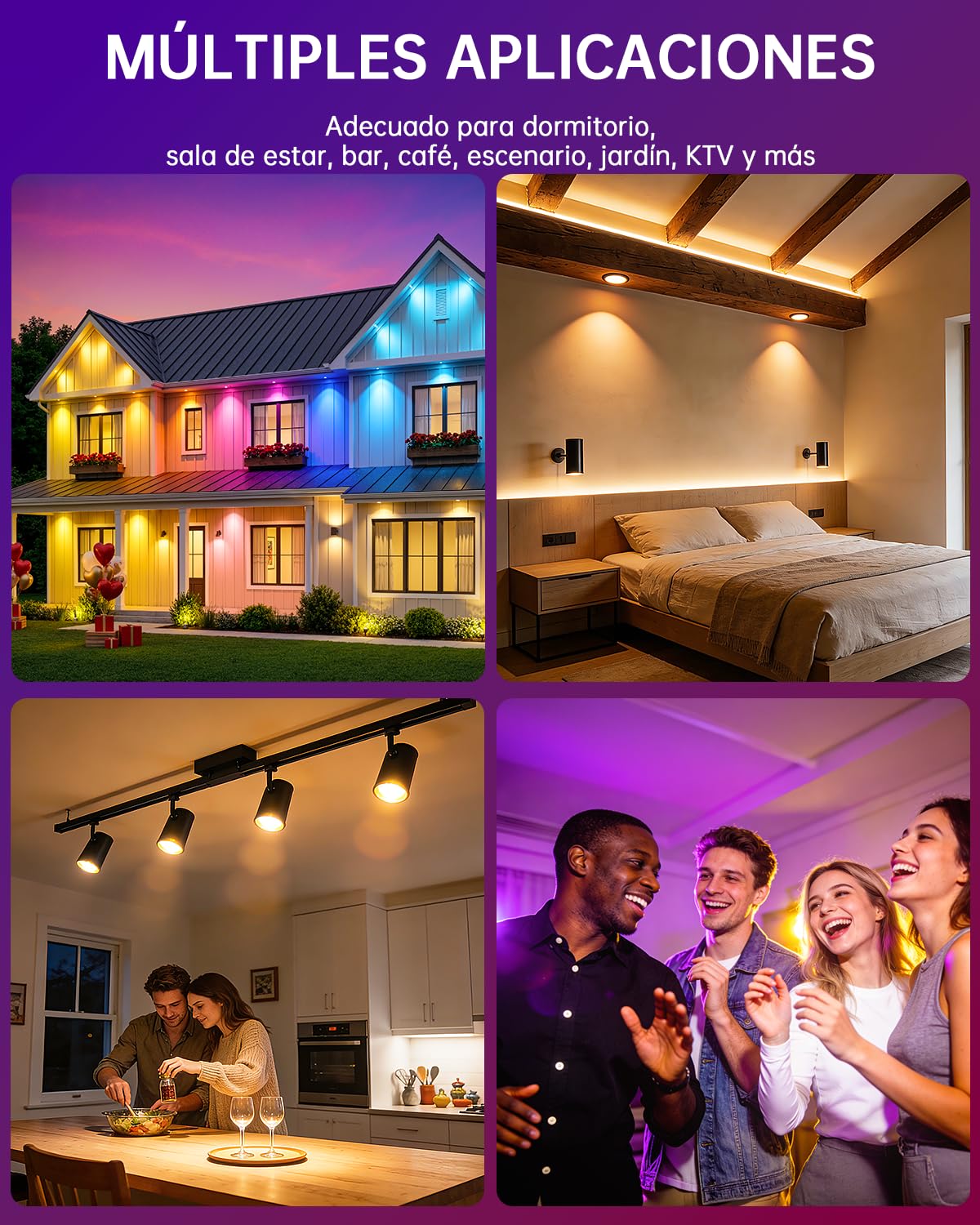 YAYZA! Bombillas Gu10 LED Calido 5W 3000k, Regulable Focos Gu10 450 Lúmenes, RGB 12 Colores, 5 Modos, Control por inteligente mando, Para el Hogar, Bar (8 PCS)