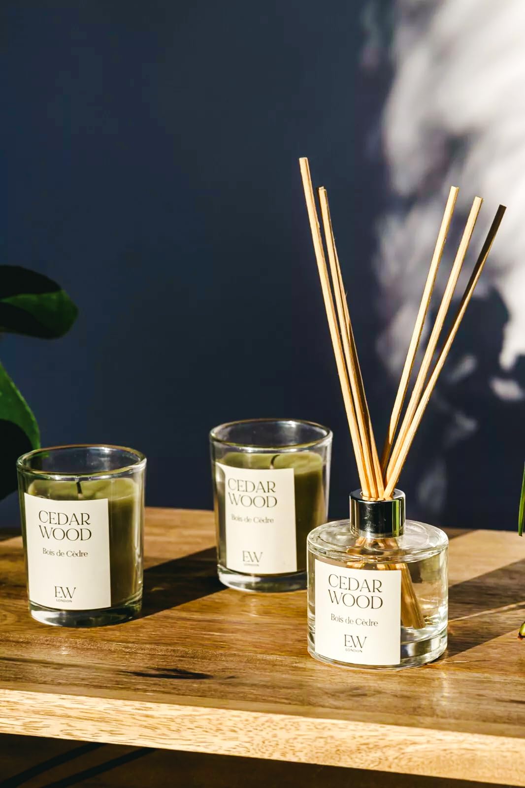 Marco Paul Cedar Wood Scented Candle & Reed Diffuser Gift Set – 50ml Reed Diffuser with 2 Long Burning Candles, Luxury Home Fragrance Set for Bedroom, Living Room & Bathroo