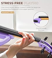 Vista 5 de Vangoa Guitarra eléctrica acústica de 12 cuerdas, 42 pulgadas de tamaño completo con tapa de doce abetos y violín eléctrico morado