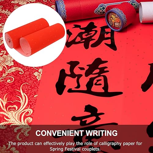 Miniatura 4 de EXCEART Rollo de papel rojo Xuan Papel de arroz rojo Festival de primavera chino Rollos Red Chunlian Duilian Papel cortado Papel de caligrafía china