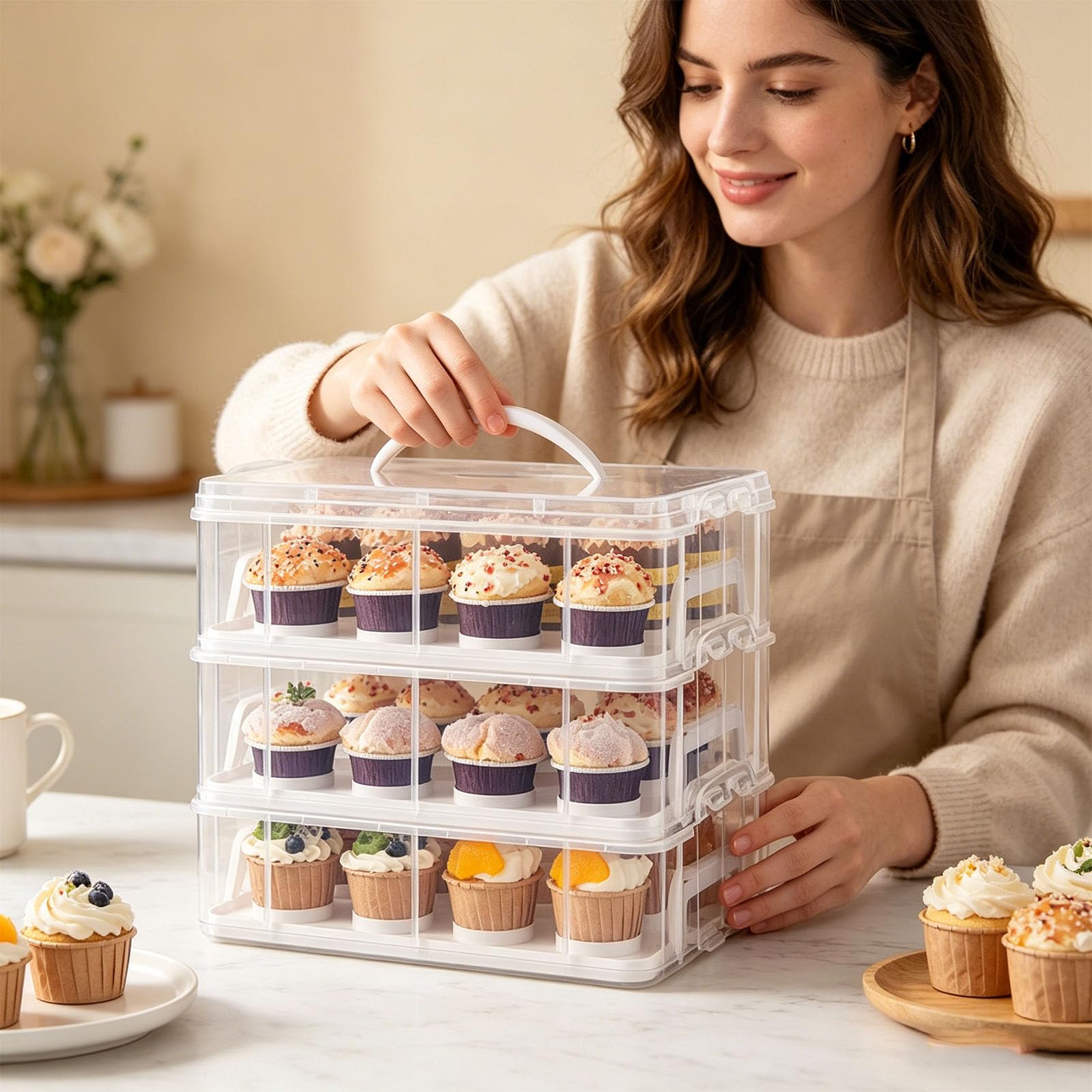 Caja de Transporte apilable Fuerte, diseño Resistente a Fugas para Catering y horneado, Caja de Viaje