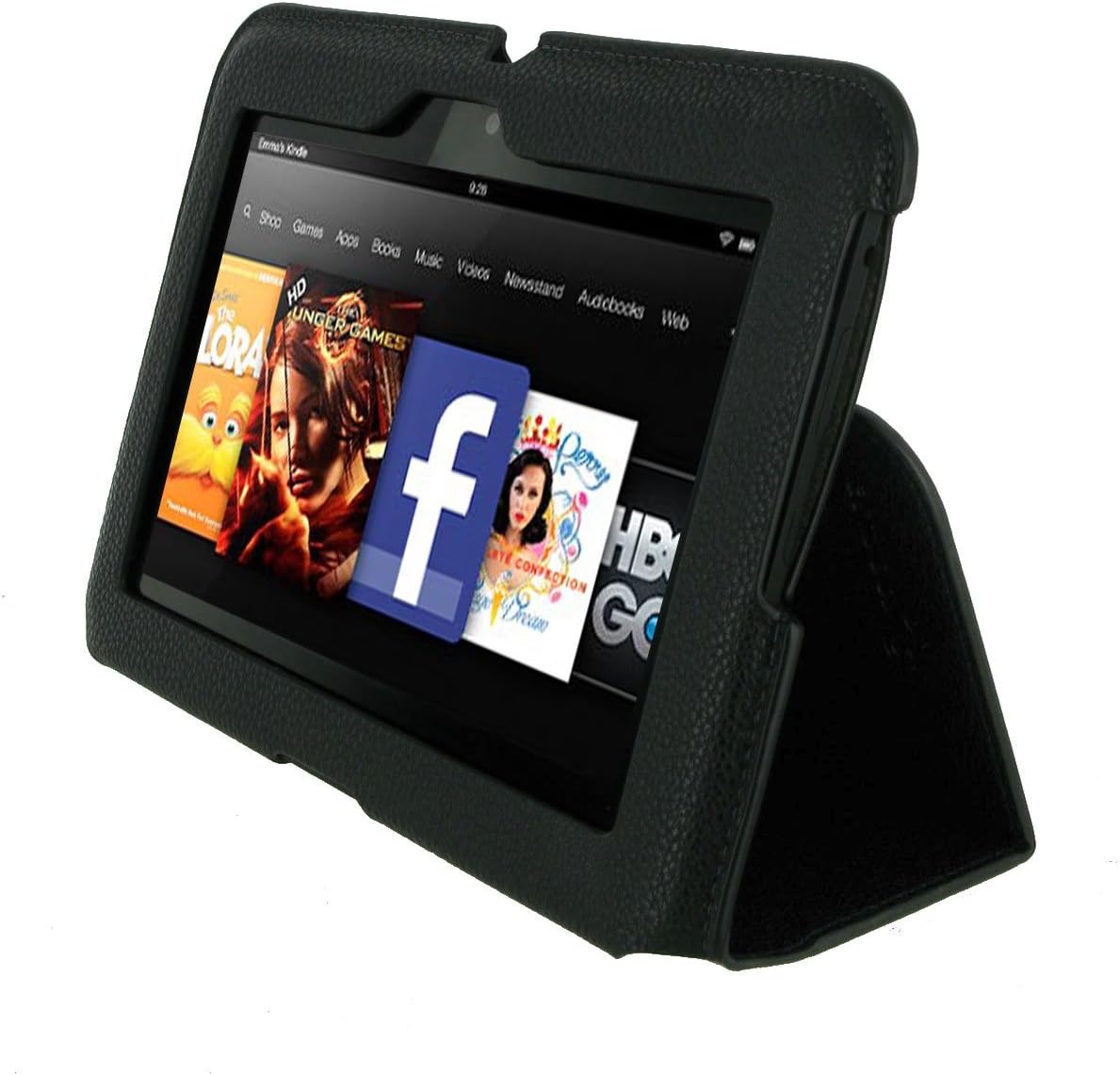 rooCASE Ultra-Slim Vegan Leather Folio Case for Amazon Kindle Fire HD 7 Inch Tablet - Slim Profile 17mm -Black