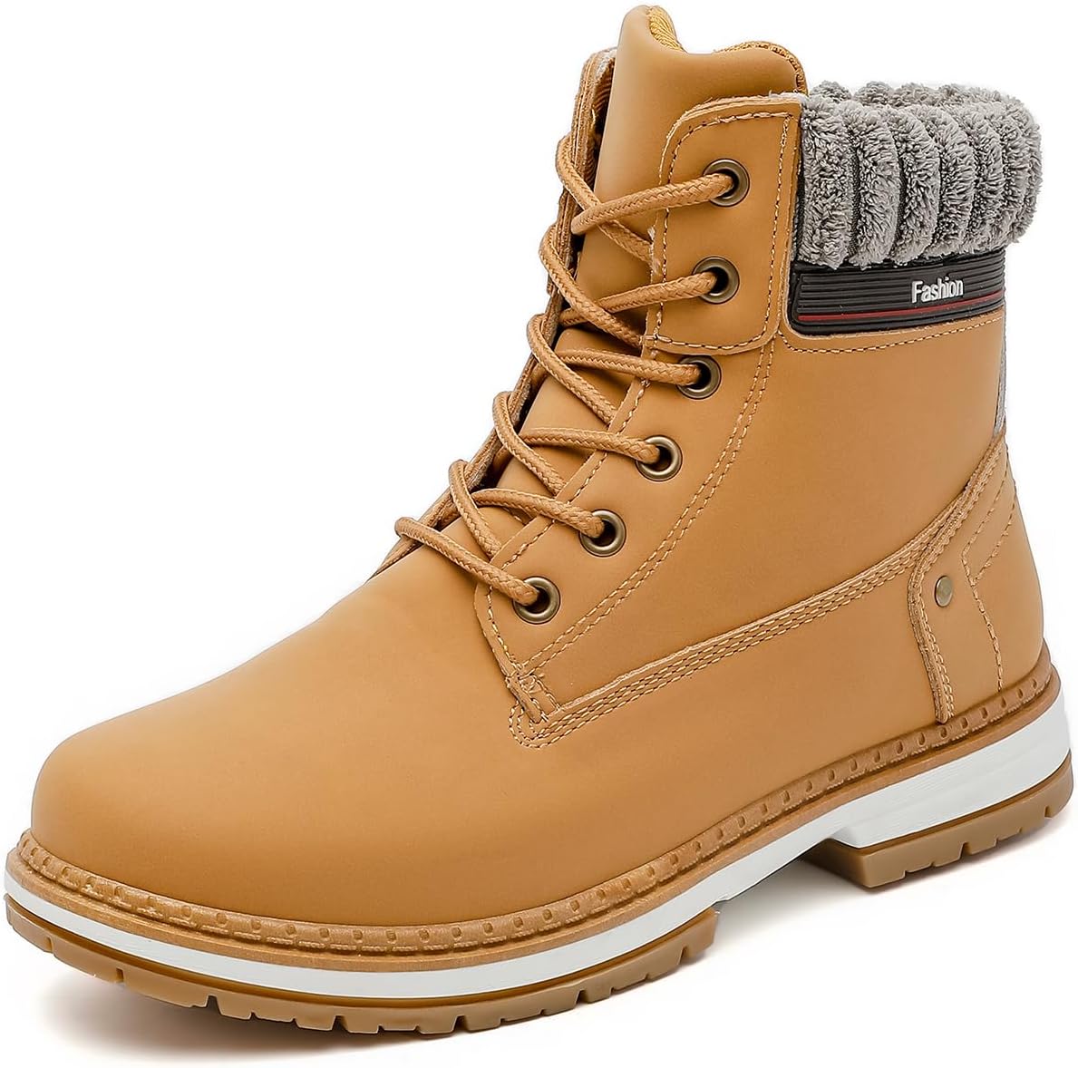 Lace-Up Ankle Combat Boots for Women with Side Zipper - Waterproof Winter Hiking Booties for Outdoor Non Slip