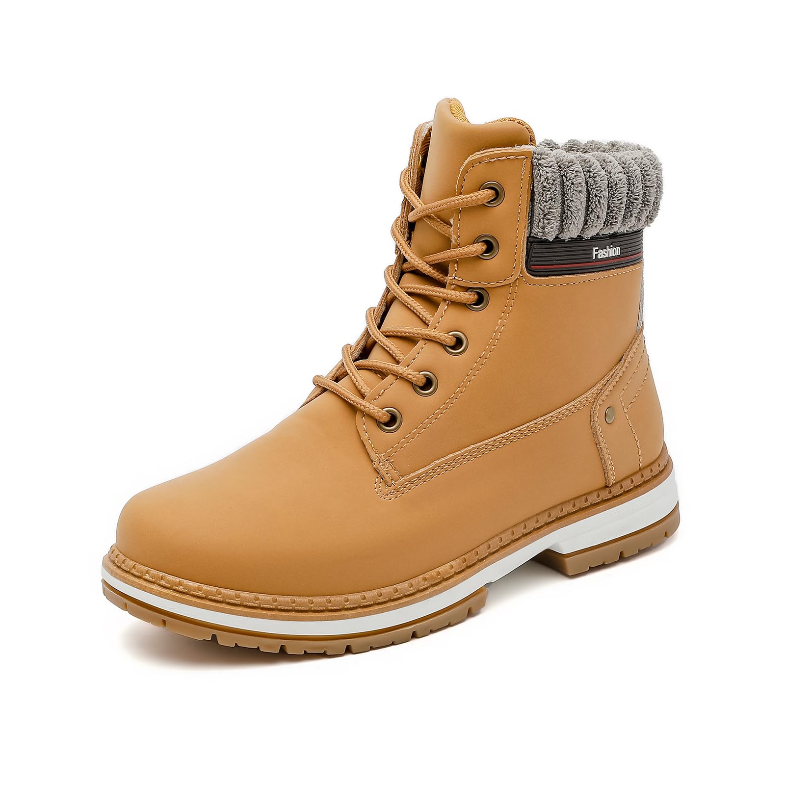 Lace-Up Ankle Combat Boots for Women with Side Zipper - Waterproof Winter Hiking Booties for Outdoor Non Slip