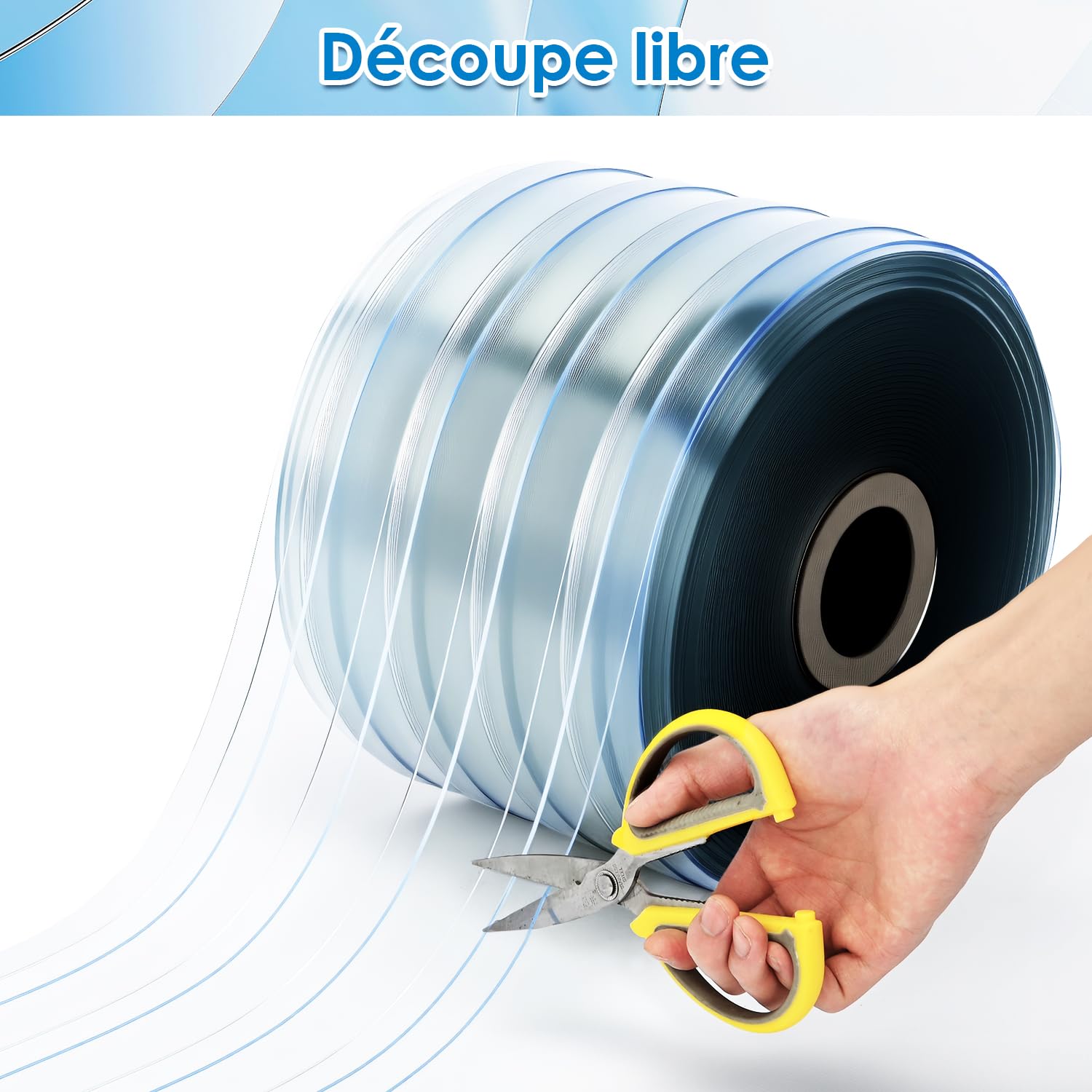 uyoyous Rideau à Lanière PVC 0,18 m x 50 m Rideaux à Lamelles Transparent | Rideau de Porte Exterieur PVC 2 mm Vent pour Garage Boutique Cuisine