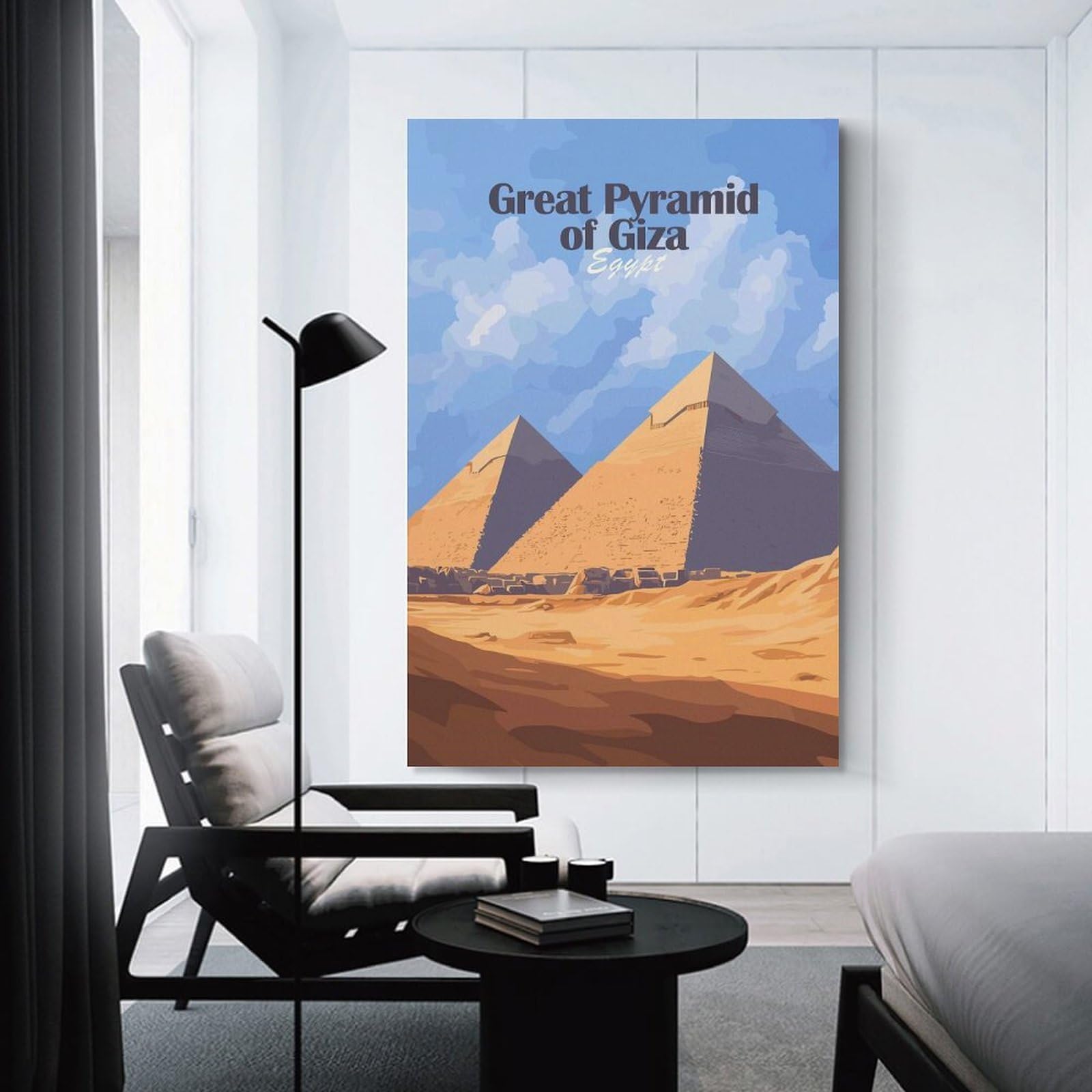 Junmoney Decorative Canvas Print Great Pyramid of Giza, 24x36inch(60x90cm), for Home Office, Desk Area Or Studio, Home Office Artwork with Decorative Appeal