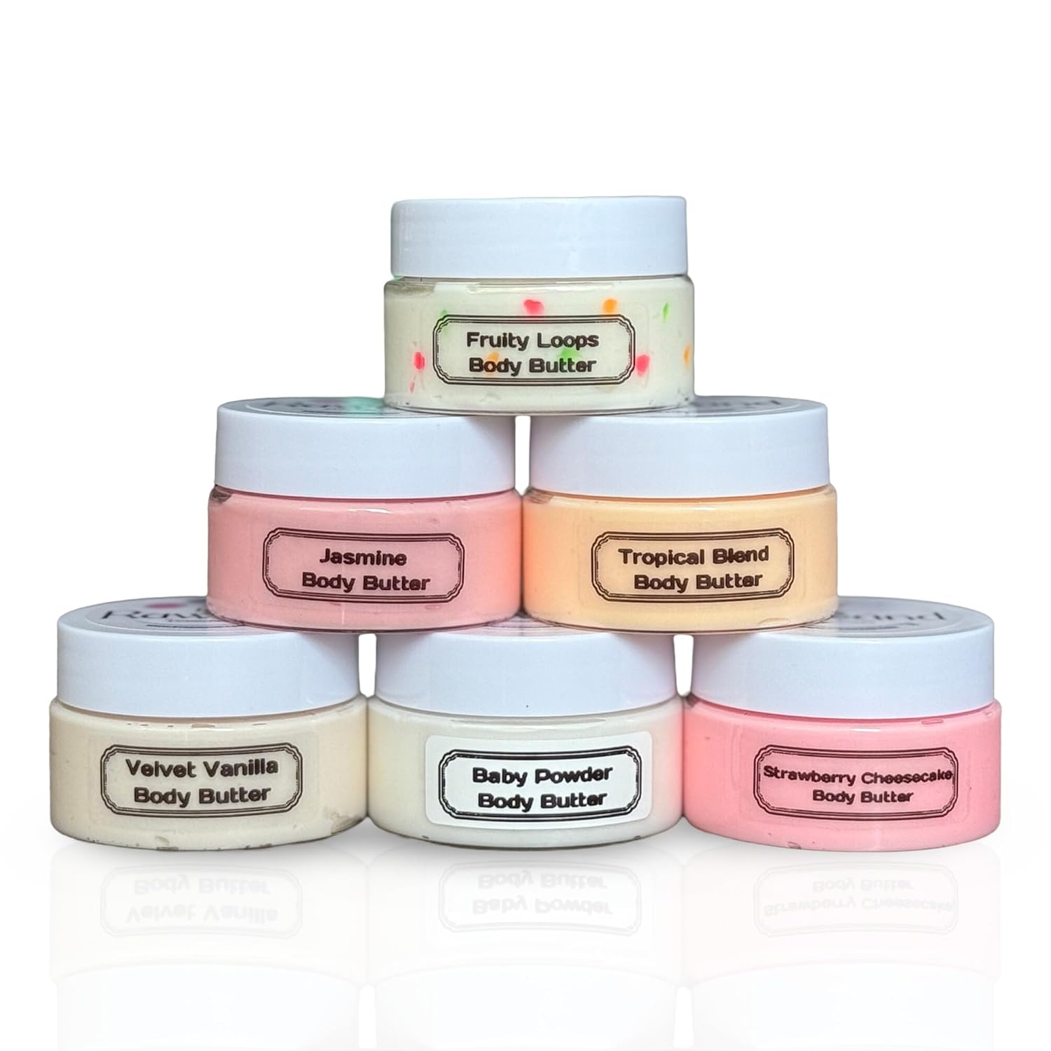Handmade Body Butter Pack of 6, Organic, Omega-Rich Formula with Hyaluronic Acid- 6 Scents 1.5oz each Made in USA