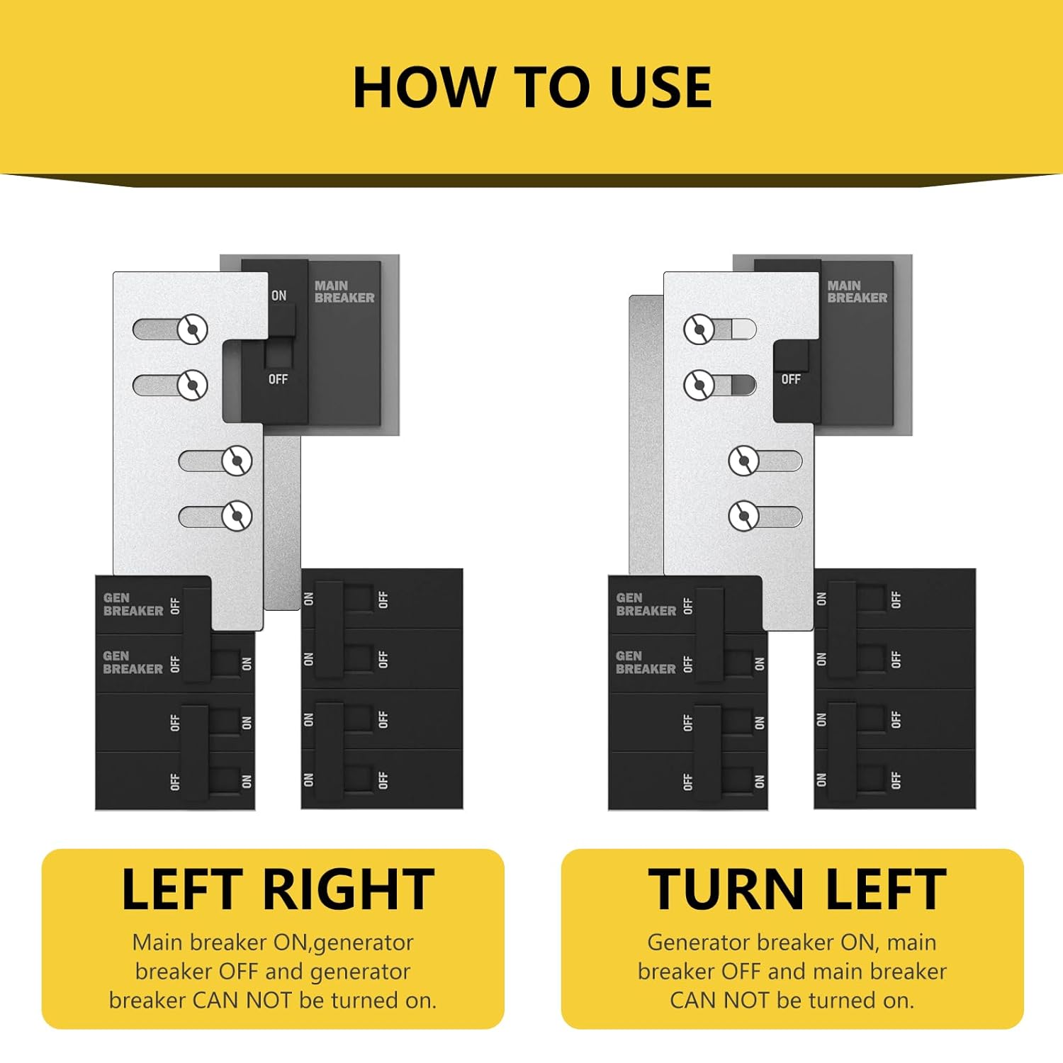 Generator Interlock Kit Compatible with Eaton or Cutler Hammer Vertical Throw CH Series 150 or 200 Amp，2 1/4" Spacing Between Main and Branch Breakers,for Home Safety Interlock Kit