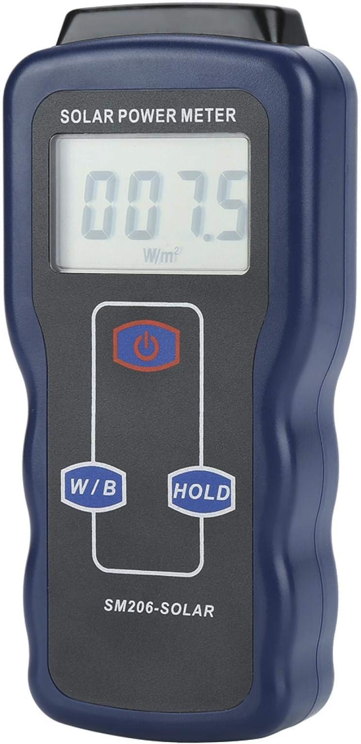 Digital Solar Power Meter,SM206 Digital Solar Power Meter Sun Light Radiation Measuring Testing Instrument with Two Units W/m² and Btu Two Units for Solar Radiation Measurement