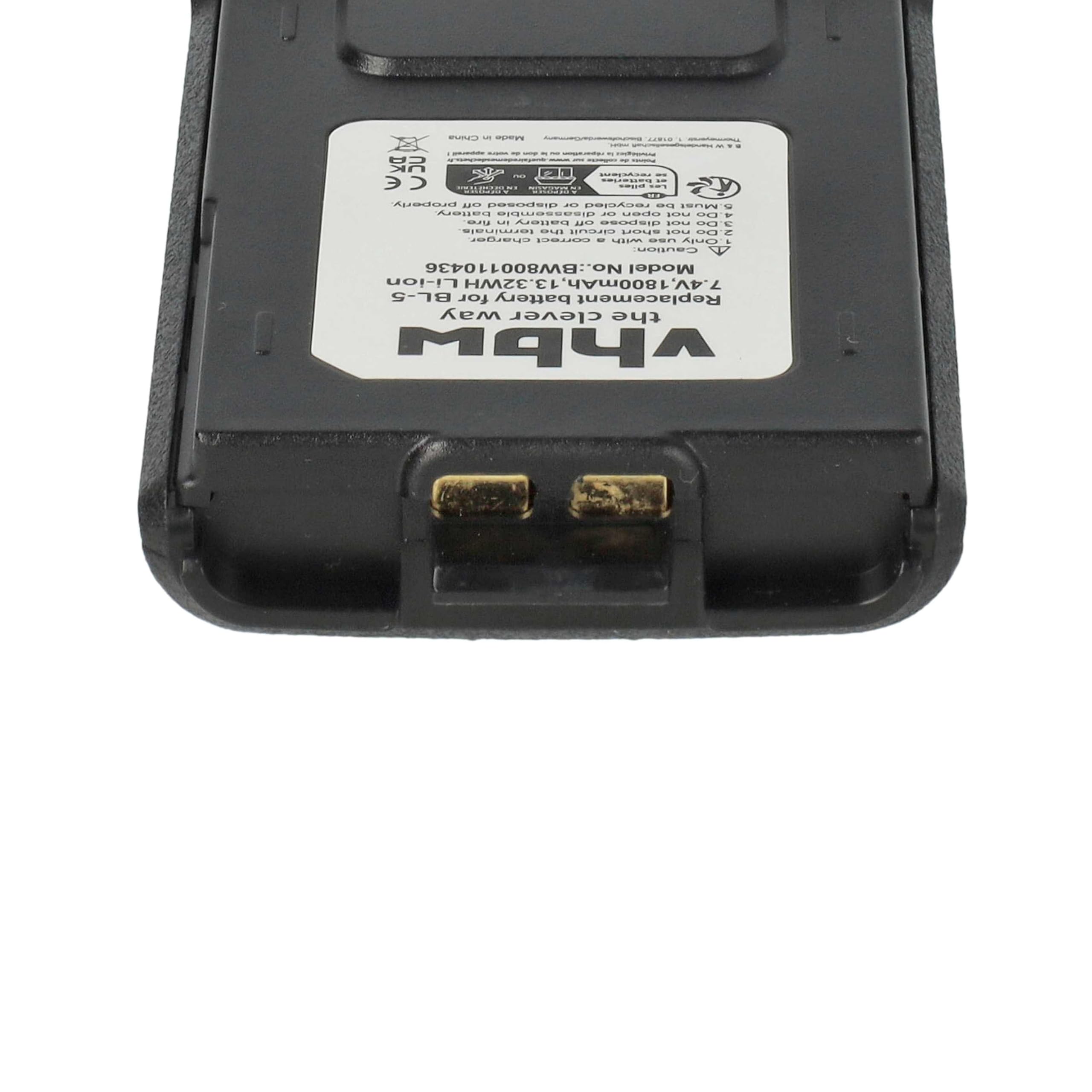 vhbw batteria compatibile Baofeng UV-5R UV-5RE UV-5RA 1800mAh 7,4V Li-Ion sostituisce BL-5