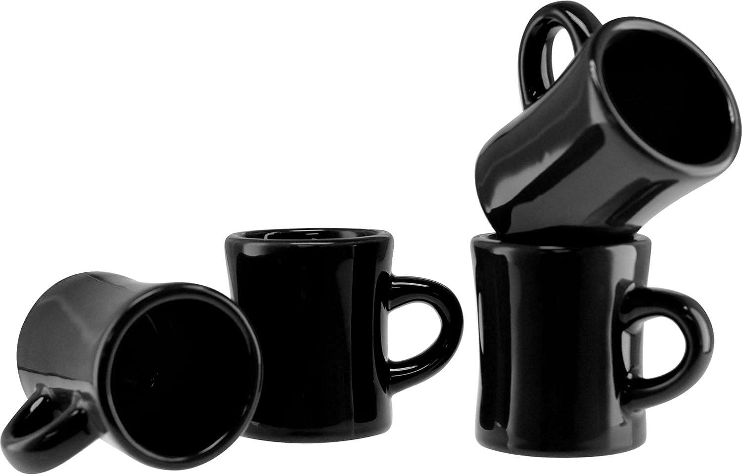 Culver 10-Ounce Ceramic Retro Diner Style Heavyweight Restaurant Mug, Two-finger C-handle (Black, 4)