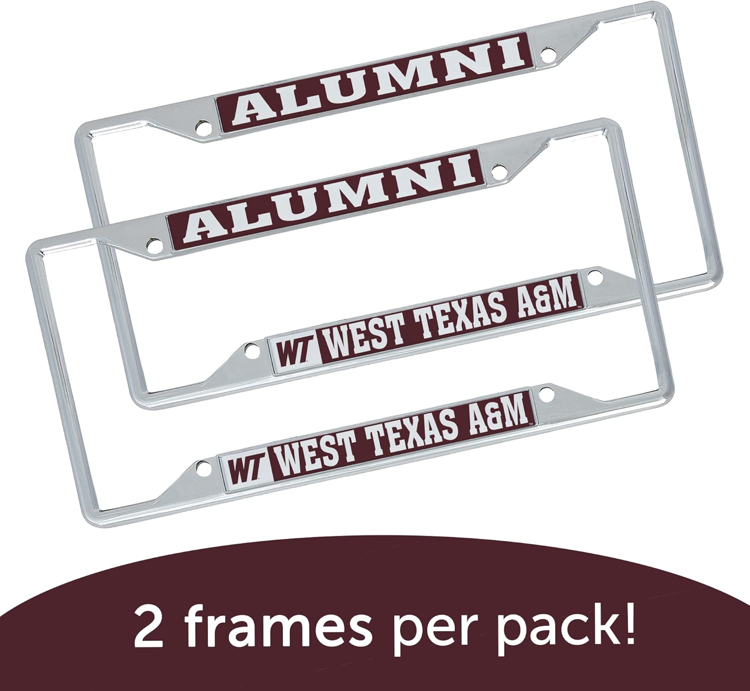 Desert Cactus West Texas A&M University Car Accessories Metal License Plate Frame for Front or Rear of Car (Alumni 2 Pack)