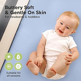 2-Pack Waterproof Pack and Play Sheets, Mini Crib Sheets Fitted for Boy, Girl - 38 x 26 Viscose from Bamboo Pack N Play Mattress Sheets for Graco, Toddler Playard Baby Crib Sheets Neutral (Blue Flax)