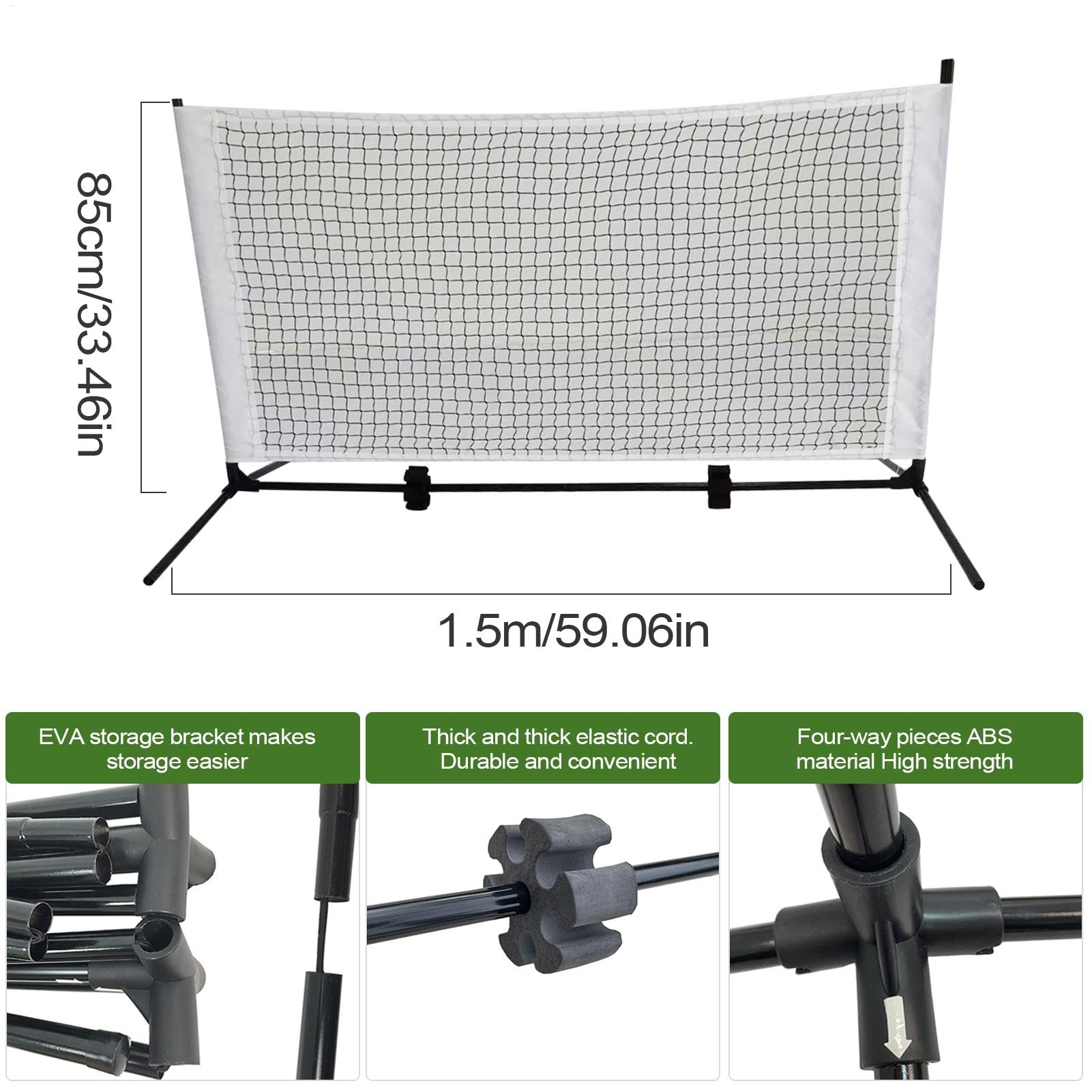Portable Pickleball Net, Compact Tennis Ball Trainer Net, Quick Setup Pickleball Net, Backyard Pickleball Equipment, Driveway Pickleball Net, Outdoor Pickleball Equipment, Pickleball Net for Park