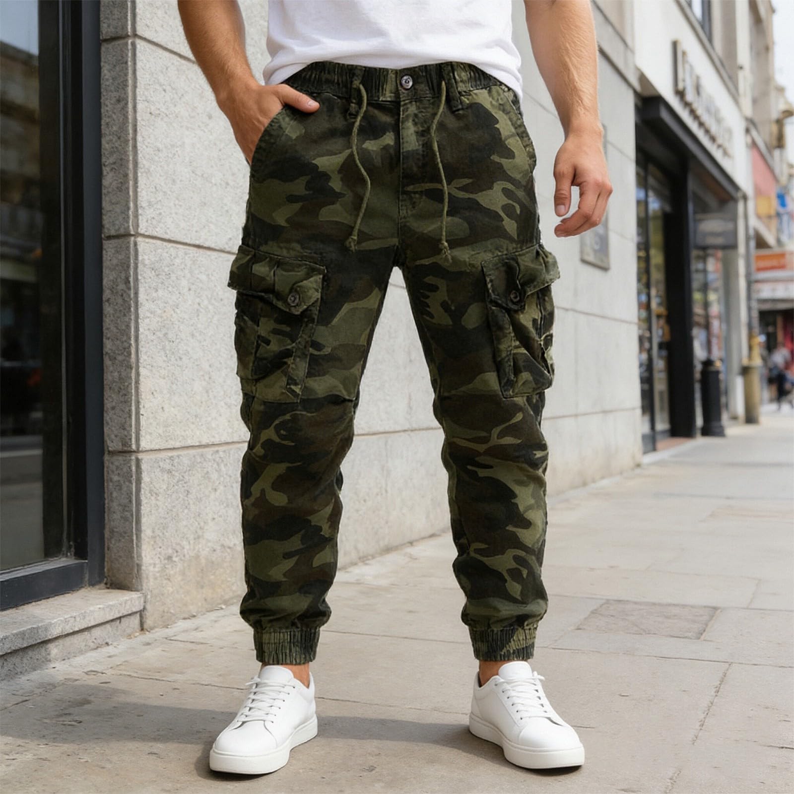Pantalones Cargo Hombre Casuales Diarios Bolsillos Utiles Trabajo Exterior Comodos Vestir