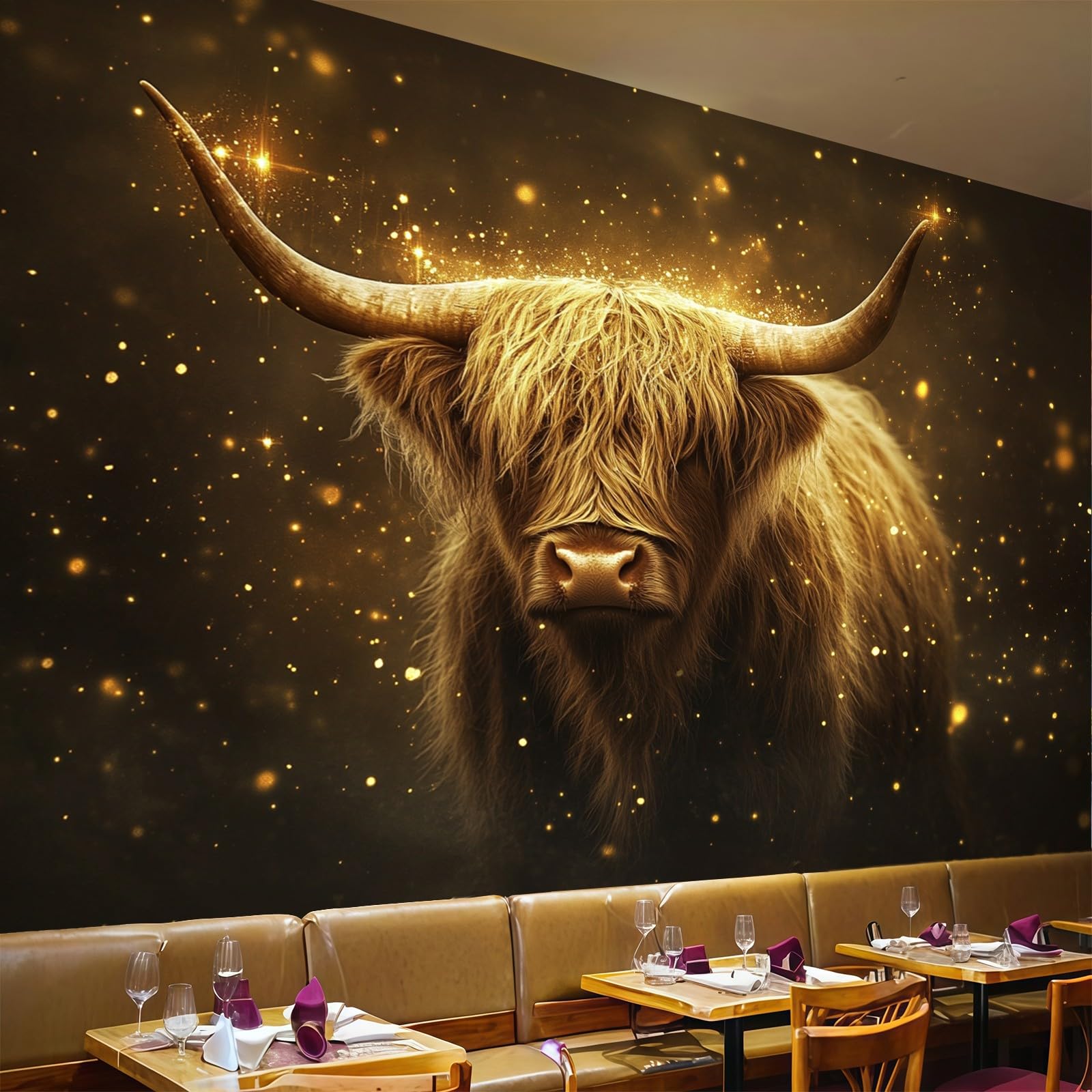 Papier peint intissé bovidés des Highlands décoration murale moderne 200 x 140 cm