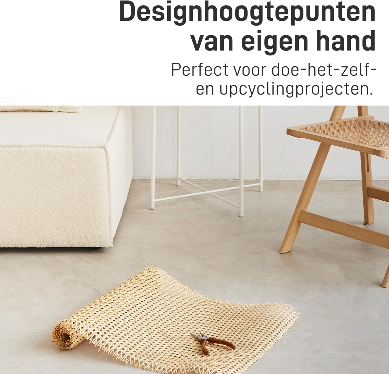 Natural Goods Berlin Weens Vlechtwerk | Rotan Vlechtwerk voor DIY-Meubels zoals Kastdeuren, Stoelen, Dressoirs, Sideboards, Banken of Roomdividers | Mand-Vlechtwerk 45x200 cm in Natuurlijk