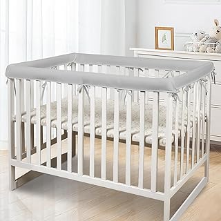 4Pc Crib Rail Covers Sets,Rail Guard for TeethingSoft Anti-Collision Strip Corner Cover, Suits for Most Standard Bed (4pc-Gray) (4pc-Gray)