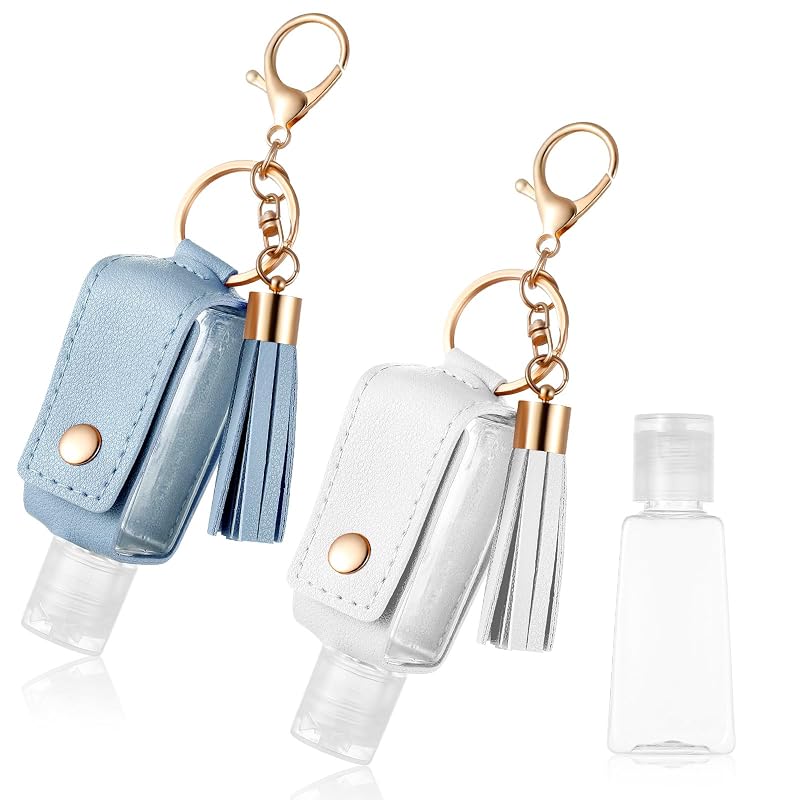 PEOVLVN Kit com 2 Frascos Recarregáveis de 30 mL com Estojo para Chaveiro, Azul e Branco