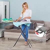 Vista 2 de Tabla de planchar con soporte estable para plancha y 7 alturas ajustables, tabla de planchar de 43" × 13" con cubierta y almohadilla resistente al