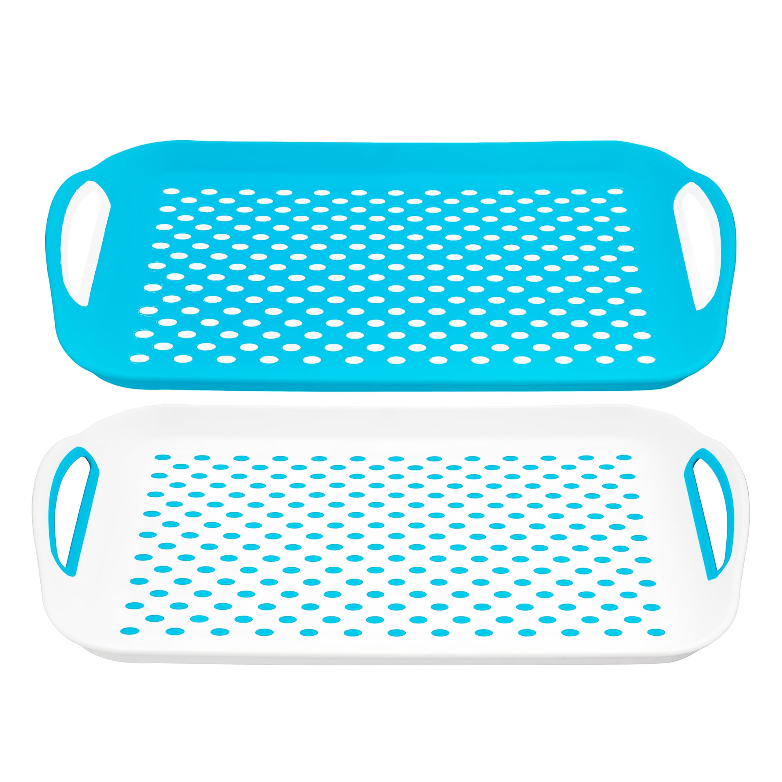 DIVCHI Juego de 2 bandejas para Servir, Tablas Antideslizantes con Asas de Agarre, Ideal para preparación de Alimentos, té, Desayuno en la Cama, Bandeja de plástico para Comedor Estable, Apto para