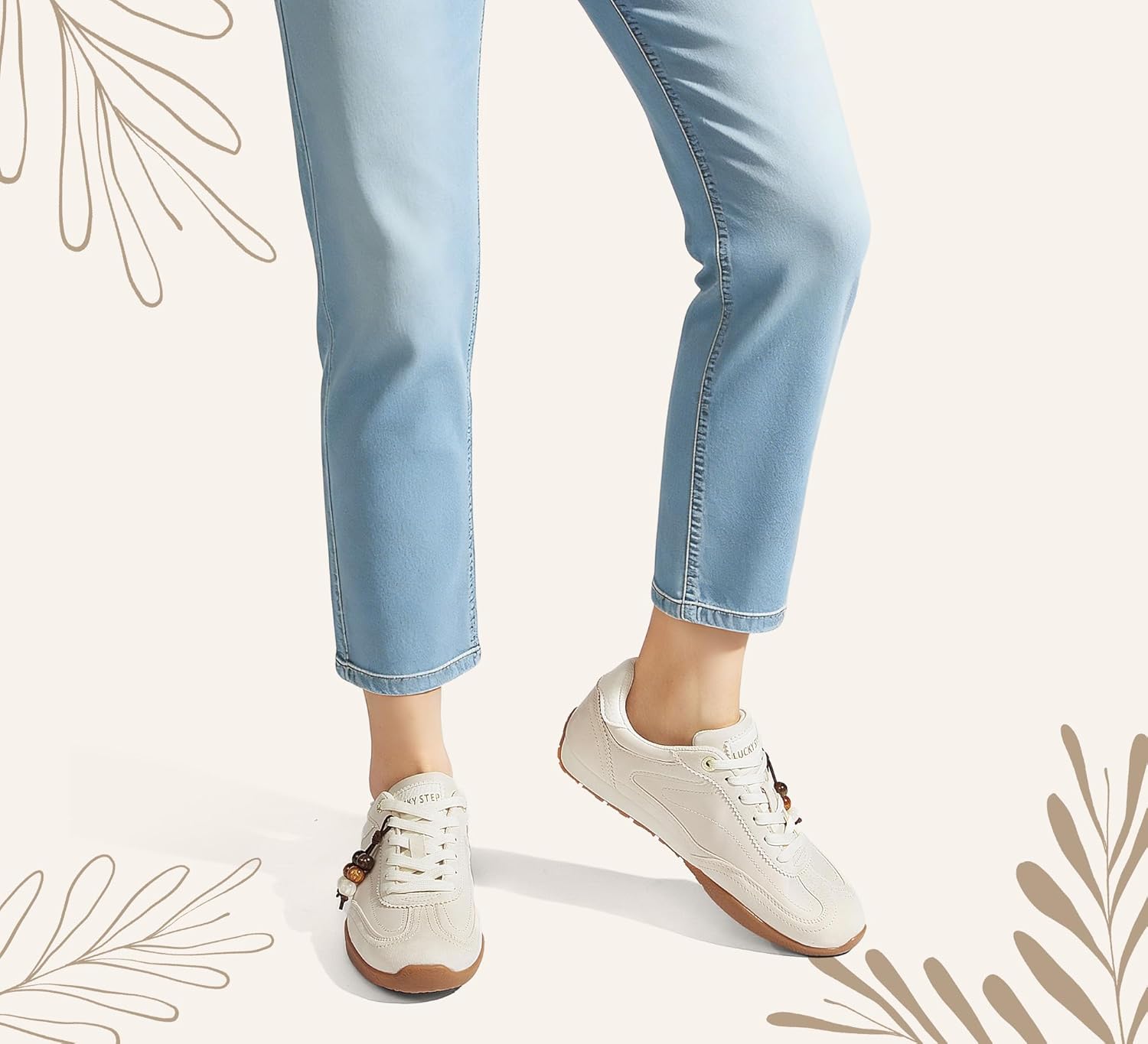 LUCKY STEP Women's Retro Casual Fashion Sneakers Classic Anti-Slip Neutral Walking Shoes Stylish Trainers Tennis Trendy Footwear