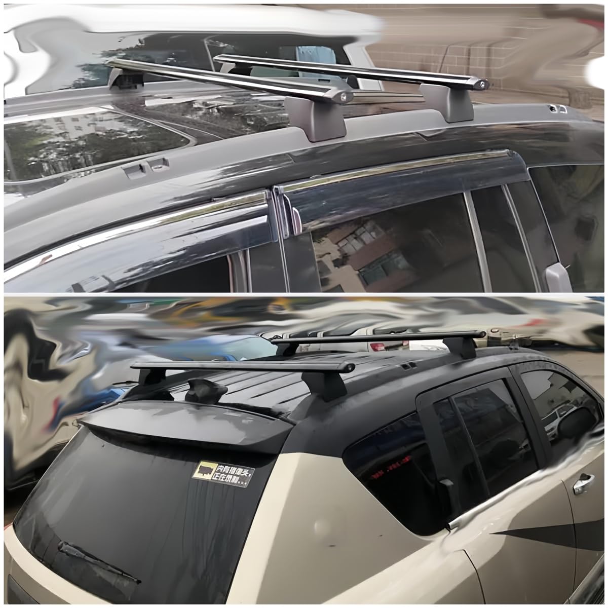 para Jeep Compass Barras de Techo, Rieles Portaequipajes para 2005-2021, Fit Coches con Rieles Aleación de Aluminio Capacidad de Carga de 180kg, con Herramientas de Instalación,2005-2010
