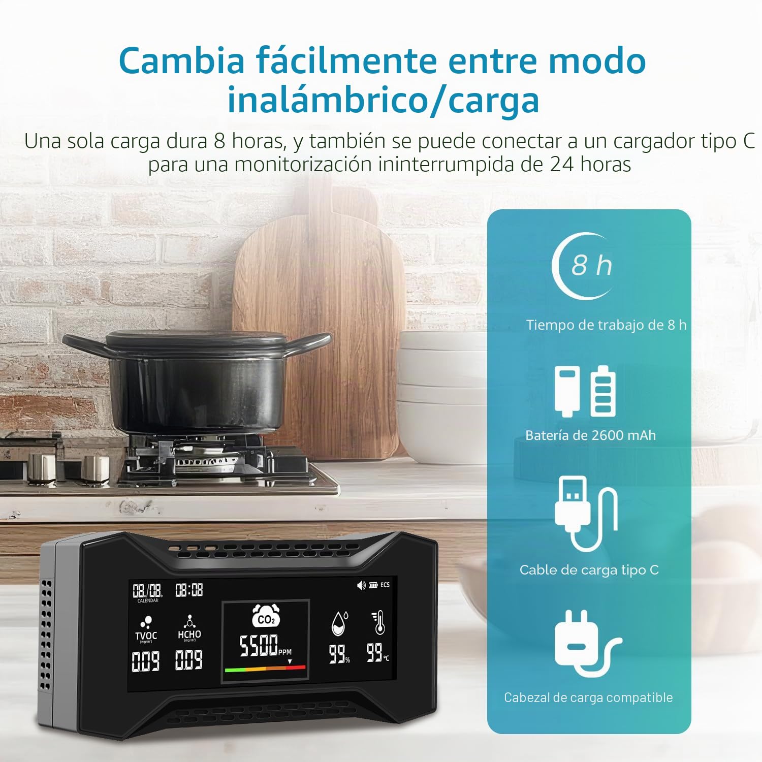 Monitor de Calidad del Aire 10 en 1 con Registro de Datos e informes CSV listos para auditoría. medidor CO2 de Alta precisión, 6 Niveles de AQI de Icon. Ideal para oficinas,Laboratorios,fábricas (1)