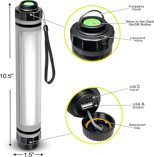 Miniatura 8 de SunJack LightStick - Luz recargable impermeable con banco de energía, senderismo, mochilero y camping, accesorios de equipo esenciales, suministros