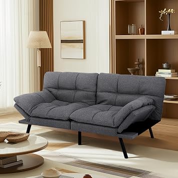 MUUEGM Futon Sofa Bed Couch,Convertible Futon Sofa Couch,Loveseat Sleeper Sofa Bed,Modern Sofa Bed for Living Room,Office,Apartment,71Fabric Futon Couch with Adjustable Backrest,Grey