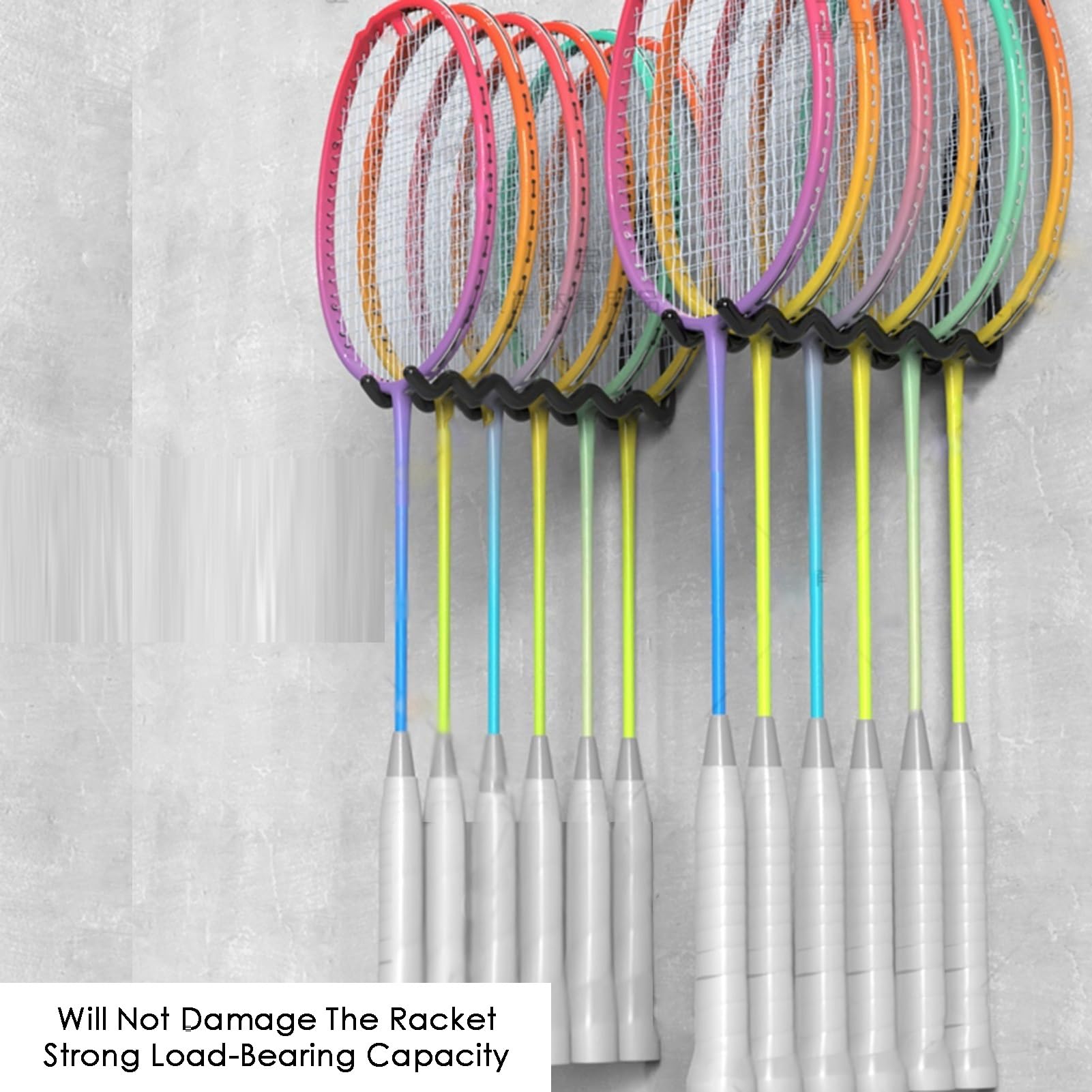 Rastrelliera Racchetta Tennis Supporto per Racchette da Tennis Regolabile per 7 Racchette, Porta Racchetta da Badminton Staccabile da Pavimento, Porta Chitarra Imbottito in Spugna Antigraffio
