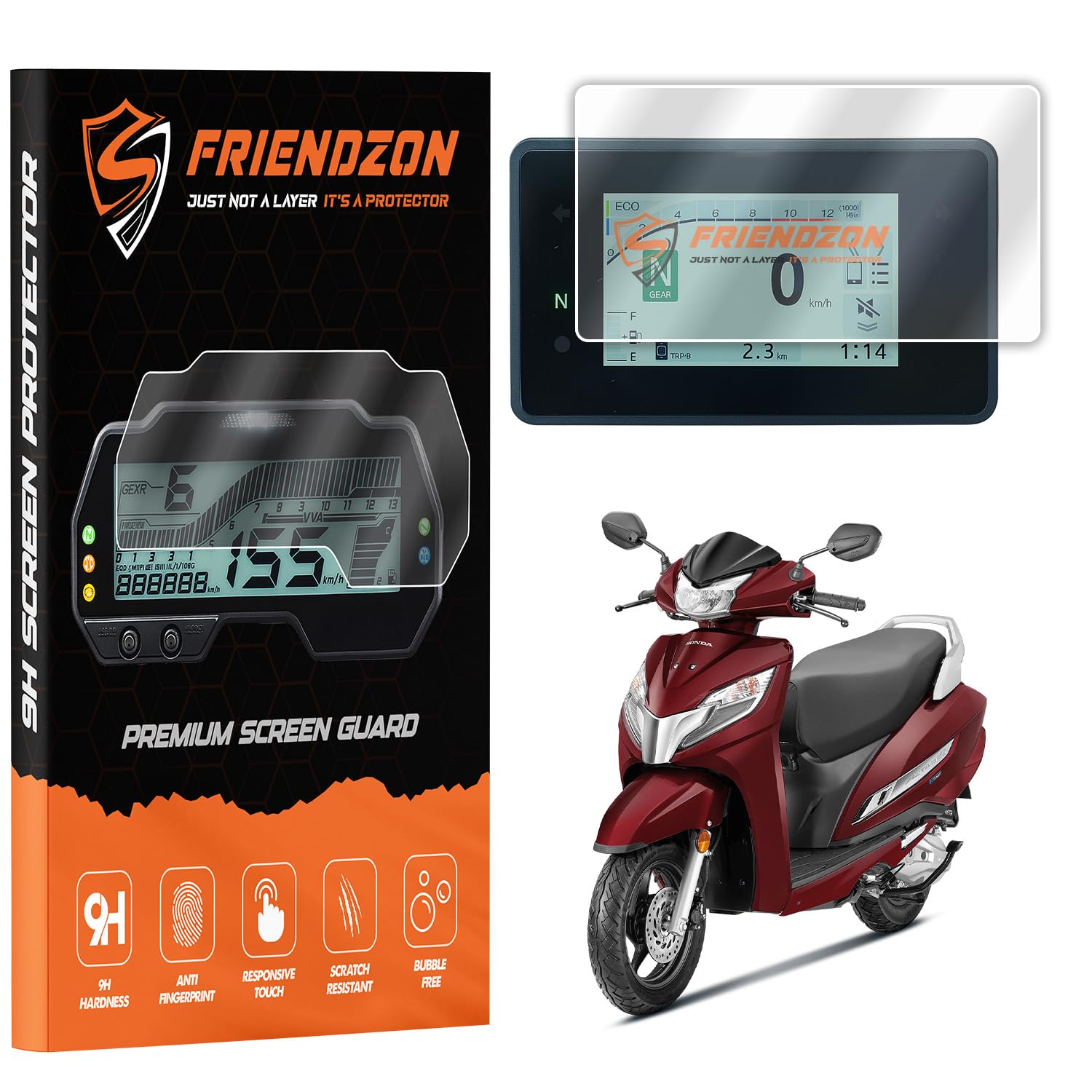 FriendZon Screen Guard For 2025 NEW HONDA Activa 125 | HONDA DIO 110 | Activa 110 2025 | Anti Scratch | Water Resistant | HD Clear | TFT Digital Display Instrument Cluster Protector Accessory [Not Tempered Glass] (Pack of 1)-image-23