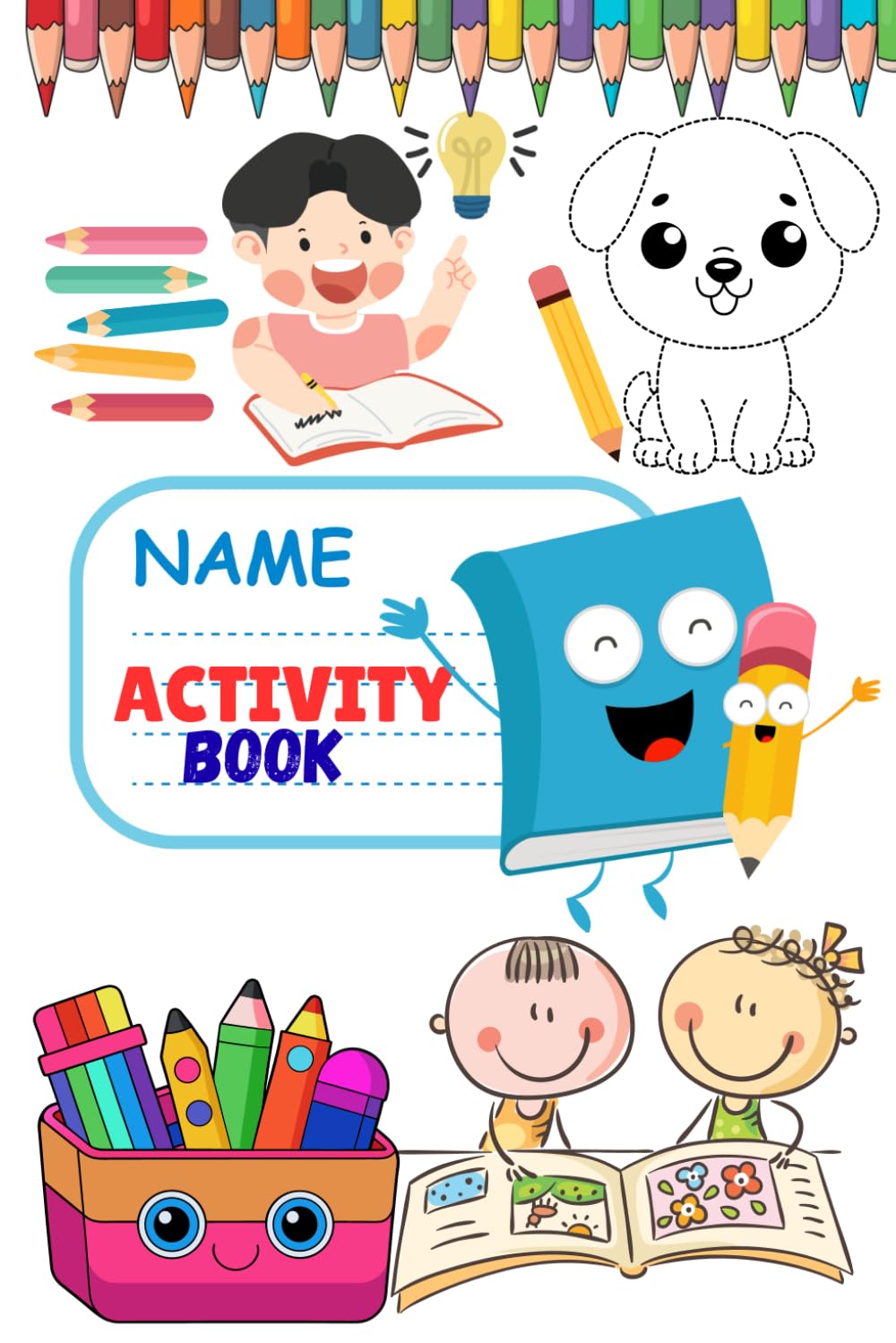 Activity and Colouring book for children: mazes, dot-to-dot, and crossword puzzles.