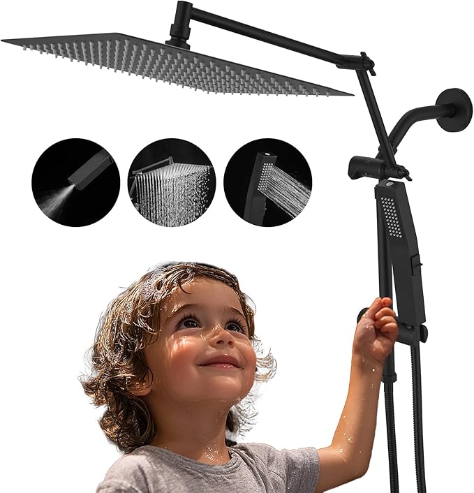 Ducha de lluvia de metal 10 pulgadas con rociador de mano miniatura 8